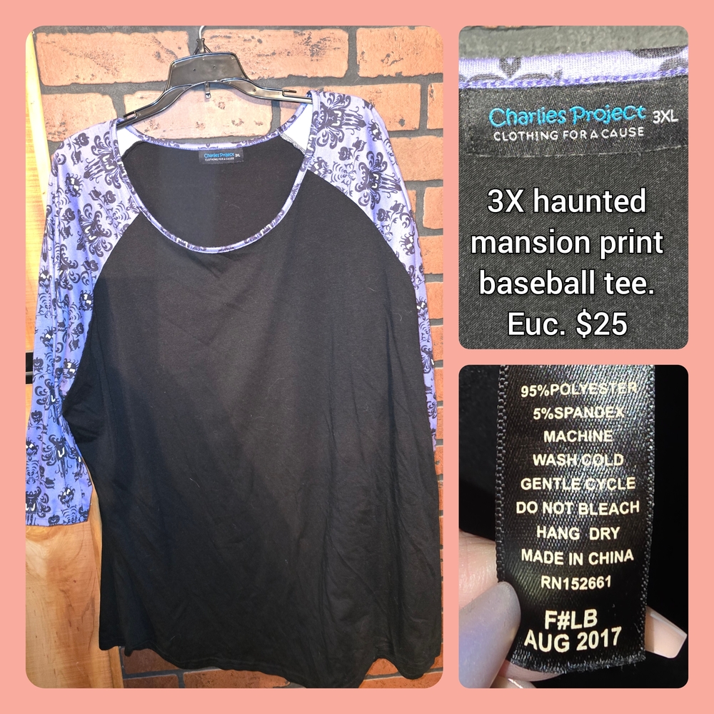 Charlies Project Black and Purple Baseball Tee